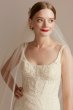 Lace Wedding Dress with Cutout Cathedral Train Oleg Cassini CWG895