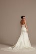 Satin Wedding Dress with Lace Cathedral Train Oleg Cassini CWG896