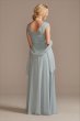 Scalloped Lace V-Neck Chiffon Dress Oleg Cassini WBM2403V1