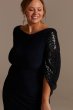 Sequin Capelet Sleeve Plus Size Sheath Dress Oleg Cassini WBM2424V2W