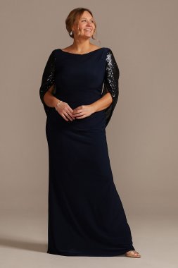 Sequin Capelet Sleeve Plus Size Sheath Dress Oleg Cassini WBM2424V2W