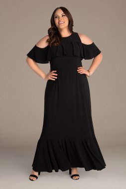 Floor-Length Cold Shoulder Plus Maxi Dress Kiyonna 11212202