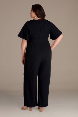 Crepe Plus Jumpsuit with Flutter Sleeve Kiyonna 37191301