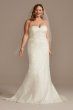 Shirred Tall Plus Lace Strapless Wedding Dress Oleg Cassini 4XL8CWG906