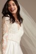 Long Sleeve Tall Wedding Dress with Appliques Oleg Cassini 4XLCWG908