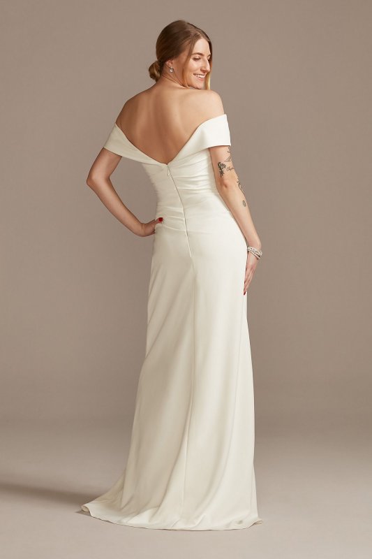 Tall Crepe Off-the-Shoulder Sheath Wedding Dress DB Studio 4XLWG4033