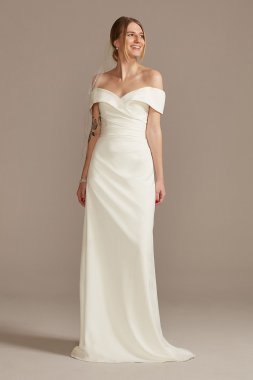 Tall Crepe Off-the-Shoulder Sheath Wedding Dress DB Studio 4XLWG4033