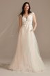 Appliqued Cap Sleeve Tulle Tall Wedding Dress DB Studio 4XLWG4037