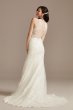 Buttoned Illusion Back Petite Wedding Dress Oleg Cassini 7CWG909