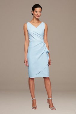 V-Neck Mock Wrap Stretch Sheath Party Dress Alex Evenings 8134262