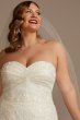 Shirred Plus Size Lace Strapless Wedding Dress Oleg Cassini 8CWG906