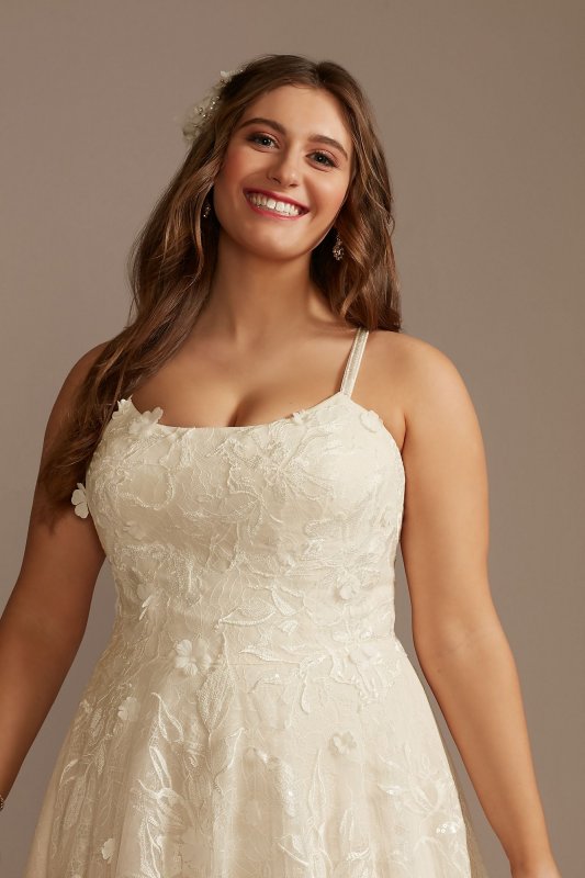 V-Back Spaghetti Strap Plus Size Wedding Dress Melissa Sweet 8MS251248