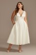 Satin V-Neck Tea Length Plus Size A-Line Dress DB Studio 9SDWG0970