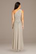 Mesh One-Shoulder Gown with Scattered Sequins Adrianna Papell AP1E208309