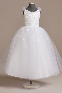 Poppy Tulle and Satin Cap-Sleeve Communion Dress US Angels C910