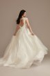 Plunging Cap Sleeve Open Back Tulle Wedding Dress Oleg Cassini CWG901