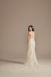 Strappy Beaded Applique Tulle Sheath Wedding Dress Oleg Cassini CWG904