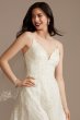 Lace Applique Tulle Spaghetti Strap Wedding Dress Oleg Cassini CWG905