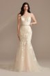 Lace Applique Mermaid Strapless Wedding Dress Oleg Cassini CWG912