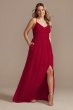 Long Mesh Bridesmaid Dress with Lace-Up Back F20370