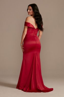 Satin Off-the-Shoulder Mermaid Bridesmaid Dress Galina Signature GS290030