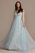 Layered Lace and Tulle Plunging A-Line Dress Aidan Mattox MN1E204248