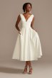 Satin V-Neck Tea Length A-Line Dress DB Studio SDWG0970