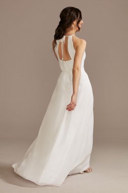 Chiffon A-Line Wedding Dress with Tie Back DB Studio SDWG0989