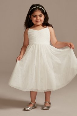 Pleated Mesh Spaghetti Strap Flower Girl Dress DB Studio WG1435