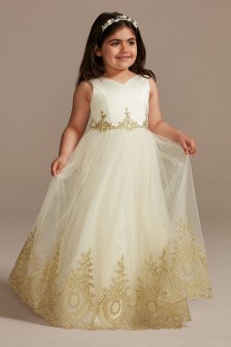 Organza Corded Lace Applique Flower Girl Tank Dres DB Studio WG1437