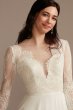 Long Sleeve Plunge Lace Chiffon Wedding Dress DB Studio WG4035