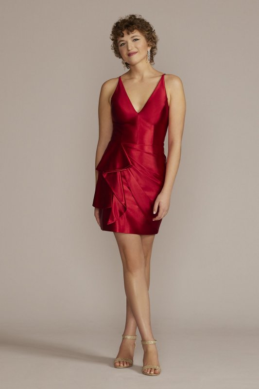 Stretch Satin V-Neck Tank Dress Blondie Nites 2821BN