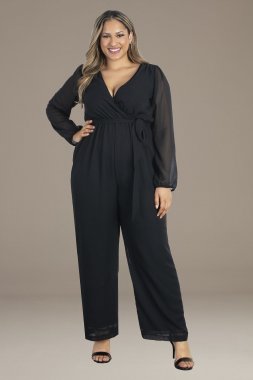 Plus Size Celina Chiffon Long Sleeve Jumpsuit Kiyonna 31222801