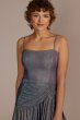 Short Square Neck Metallic Asymmetrical Dress Blondie Nites 3173BN