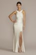 Charmeuse Crossover Halter Ruched Wedding Gown DB Studio 4830XDB