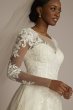 High Neck Long Sleeve Illusion Tall Wedding Dress Oleg Cassini 4XLCWG930