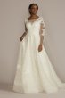 High Neck Long Sleeve Illusion Tall Wedding Dress Oleg Cassini 4XLCWG930