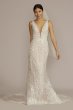 Lattice Beaded Applique Sheath Tall Wedding Dress Galina Signature 4XLSWG939