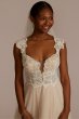 Floral Applique Cap Sleeve Tall Wedding Gown DB Studio 4XLWG4065