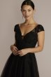 Appliqued Cap Sleeve Tulle Petite Wedding Dress DB Studio 7WG4037