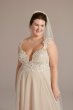 Floral Applique Cap Sleeve Plus Size Wedding Gown DB Studio 9WG4065