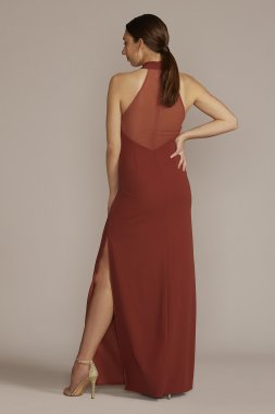 Stretch Crepe Halter Sheath Dress with Side Slit DB Studio D21NY22404