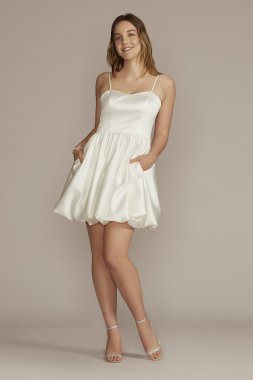 Satin Bubble Hem Mini A-Line Jules and Cleo D24NY22396