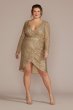 Plus Size Long Sleeve Sequin Wrap Style Dress DB Studio D39NY22273W