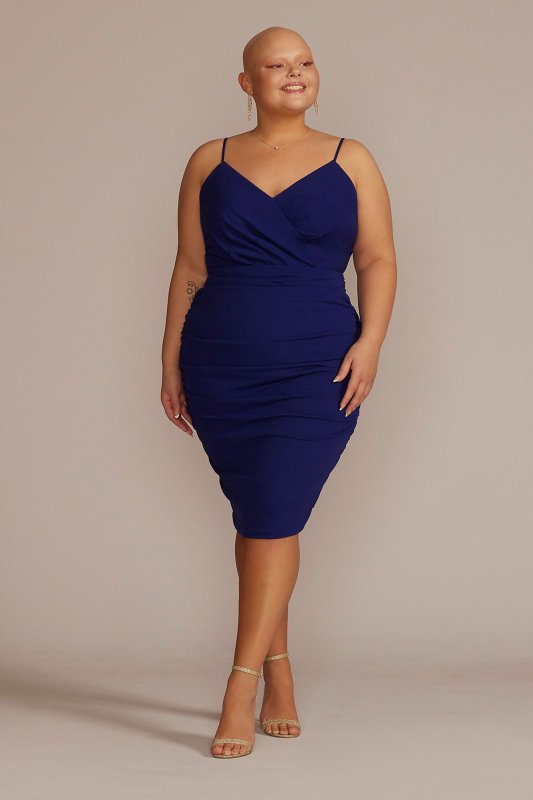 Plus Size Crepe Ruched Spaghetti Strap Midi Dress DB Studio D39NY22400W