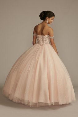 Off-the-Shoulder Beaded Quince Ball Gown Fifteen Roses FR2201