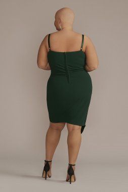 Plus Size Ruched Crepe Dress with Asymmetrical Hem Emerald Sundae GCVP3405