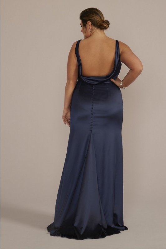 Stretch Satin Cowl Back Bridesmaid Dress Galina Signature GS290094