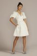 Short Satin Puff Sleeve Dress with Empire Waist DB Studio SDWG1089