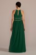 Halter Jersey Knit Gown with Rhinestone Waist Oleg Cassini WBM2411V6